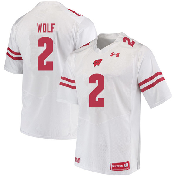 Men #2 Chase Wolf Wisconsin Badgers College Football Jerseys Sale-White - Click Image to Close